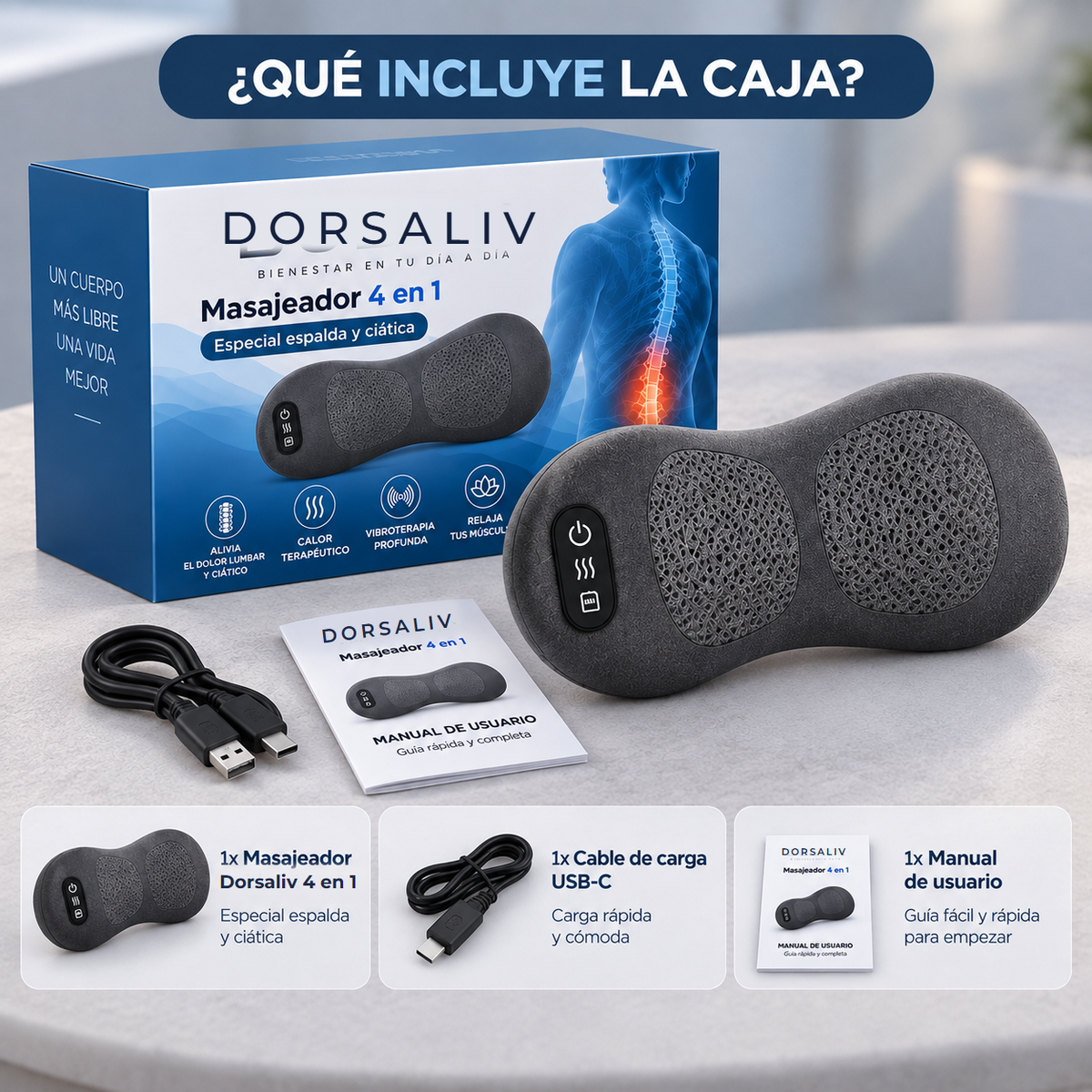 Qué incluye la caja de Dorsaliv Lumbar Pro